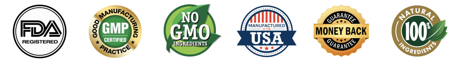 Lymph Flow FDA registered GMP certified non-GMO trust badges
